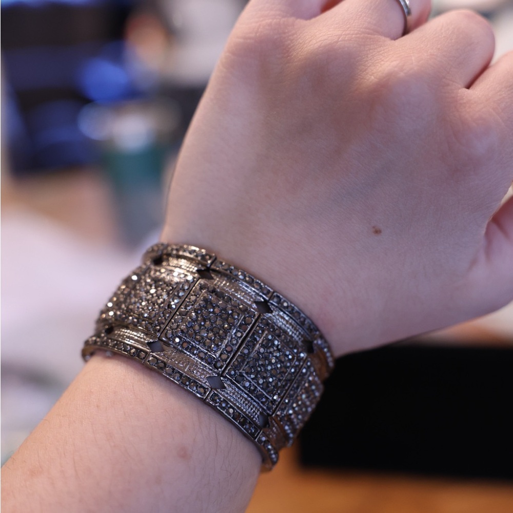 Silver and Black Statement Bracelet